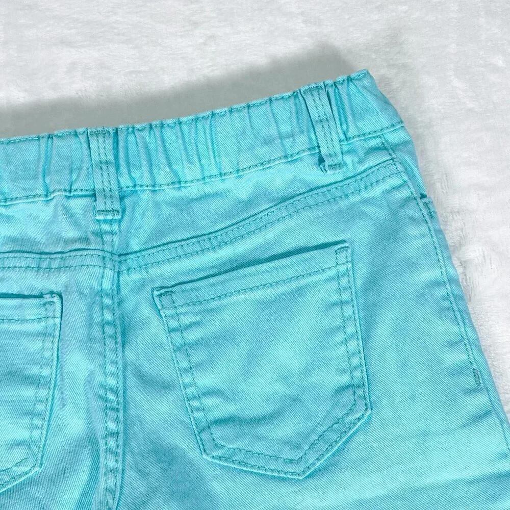 OshKosh B'Gosh Denim Style Shorts | Toddler Girls | 4T | Aqua | Distressed